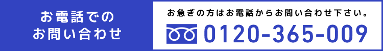 お電話でのお問い合わせ 0120-365-009