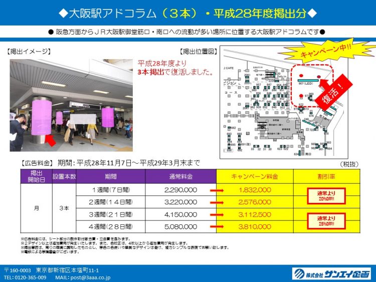 大阪駅アドコラムキャンペーン_GU営業用