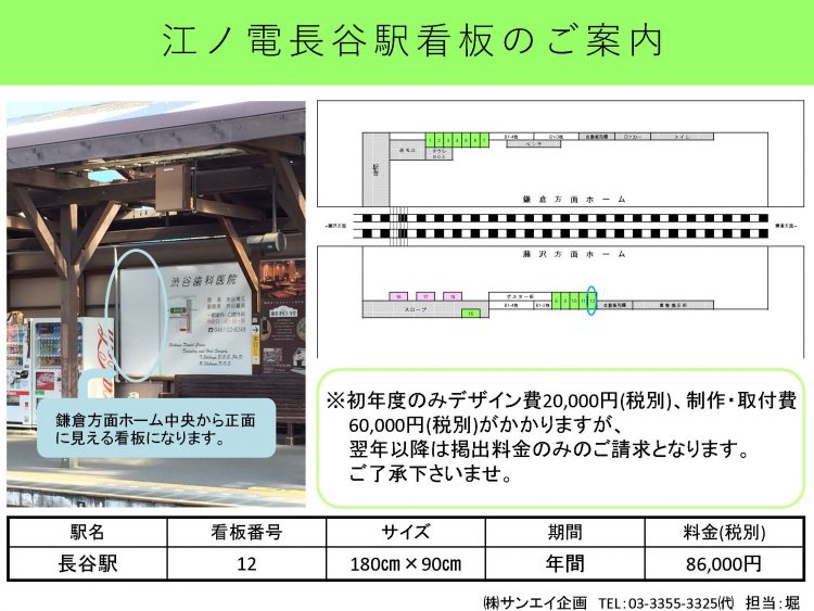 江ノ電長谷　駅看板のご案内