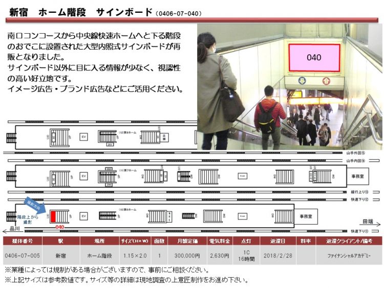 JR 新宿駅 看板 駅看板 広告～空いている看板3種類のご案内 ...