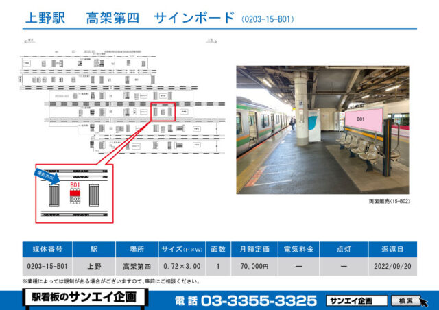 上野駅　看板　15-B01