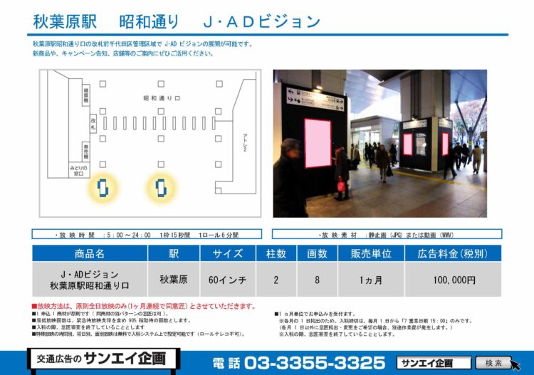 秋葉原駅　サイネージ　広告案内