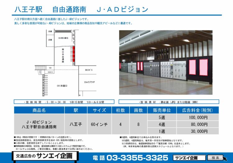 八王子駅　サイネージ　広告案内