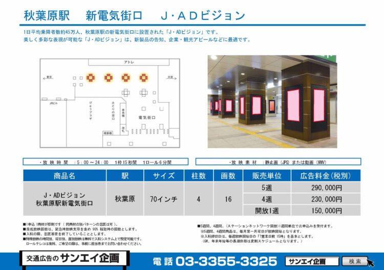 秋葉原駅　サイネージ　広告案内