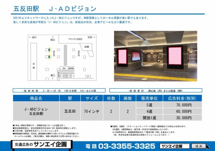 五反田駅　サイネージ　広告案内