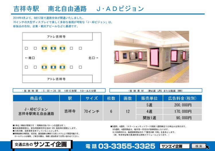 吉祥寺駅　サイネージ　広告案内