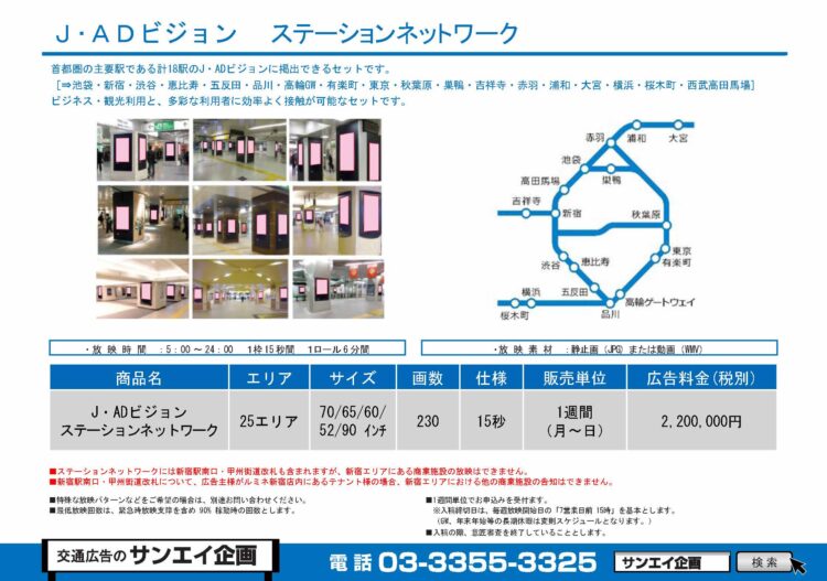 JR線　サイネージ　広告案内