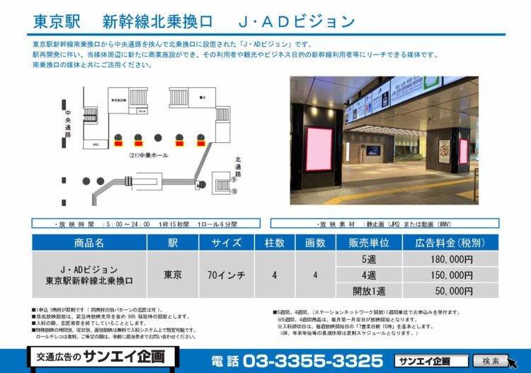 東京駅　サイネージ　広告案内