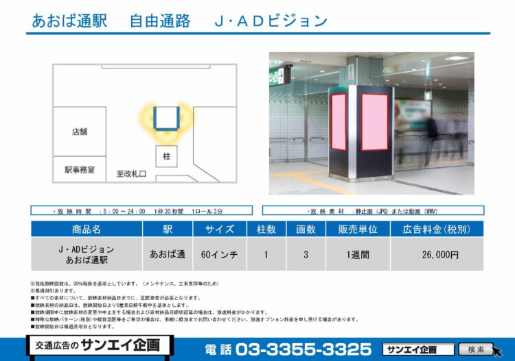 あおば通駅　サイネージ　広告案内
