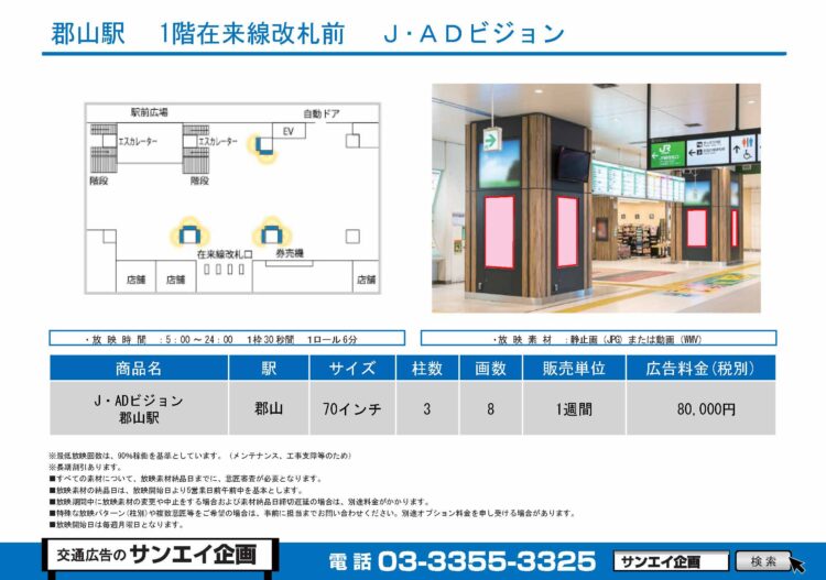 郡山駅　サイネージ　広告案内