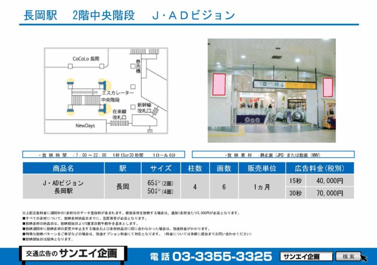 長岡駅　サイネージ　広告案内