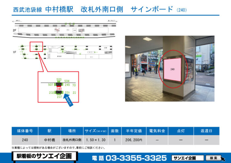 中村橋駅　看板　240