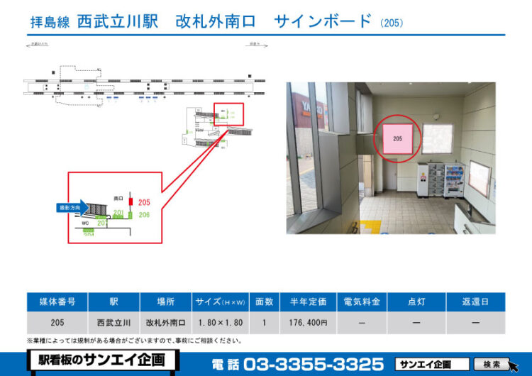 西武立川駅　看板　205