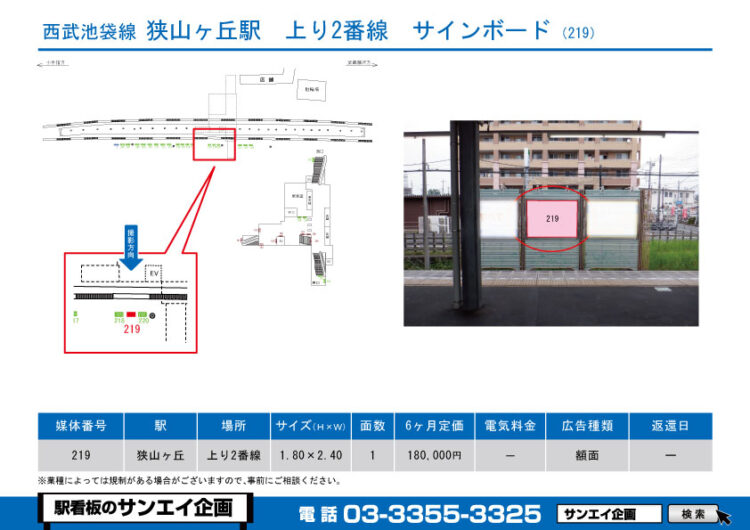 狭山ヶ丘駅　看板　219