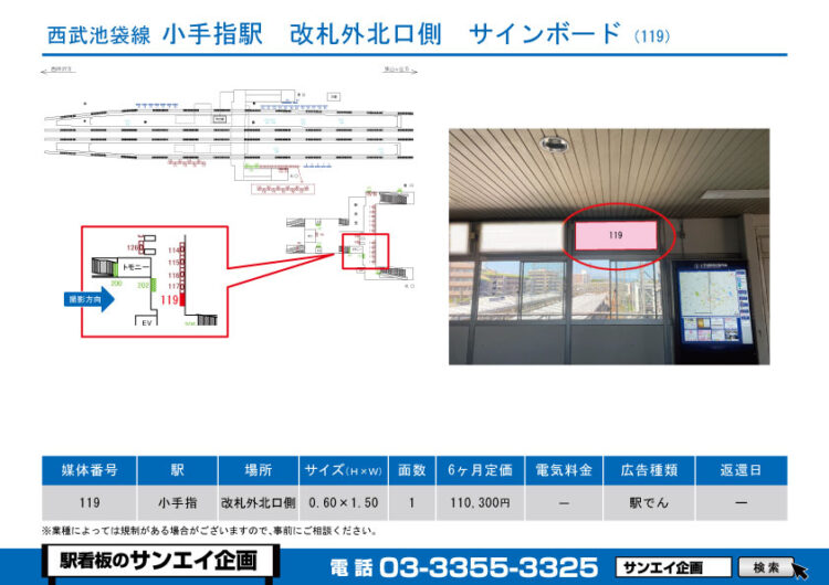 小手指駅　看板　119