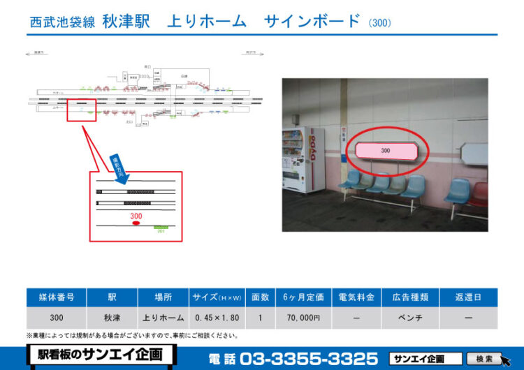 秋津駅　看板　300