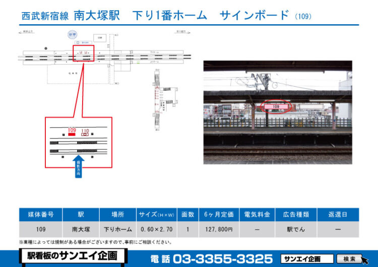 南大塚駅　看板　109