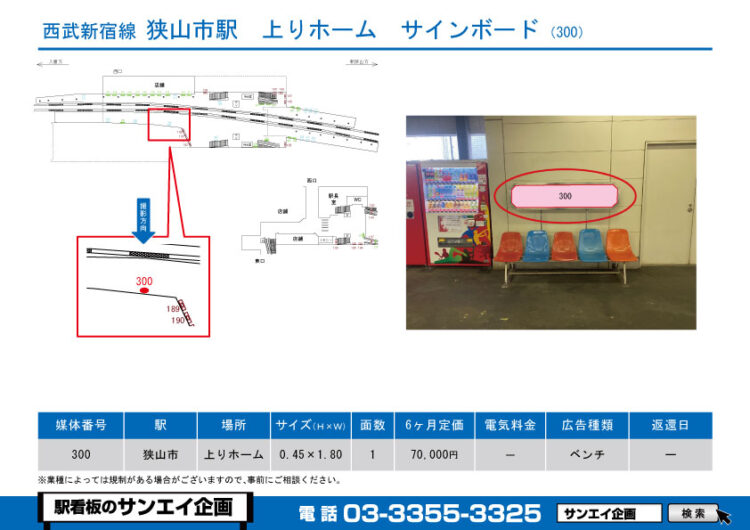 狭山市駅　看板　300