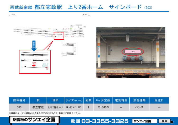 都立家政駅　看板　303