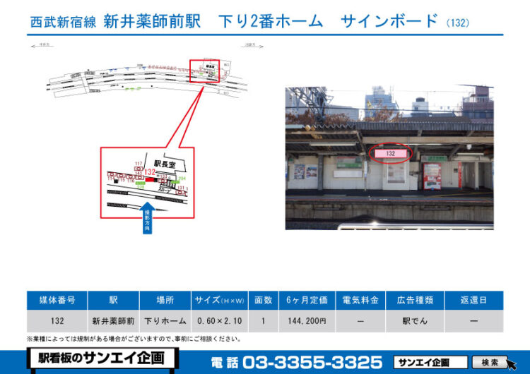 新井薬師前駅　看板　132