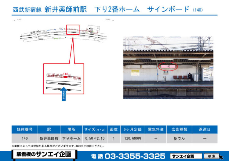 新井薬師前駅　看板　140