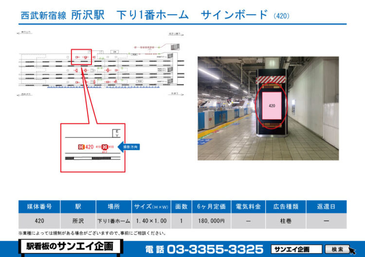 所沢駅　看板　420