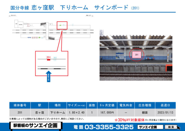 恋ヶ窪駅　看板　277-201