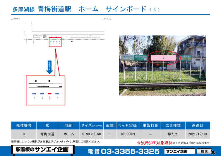 青梅街道駅　看板　281-3