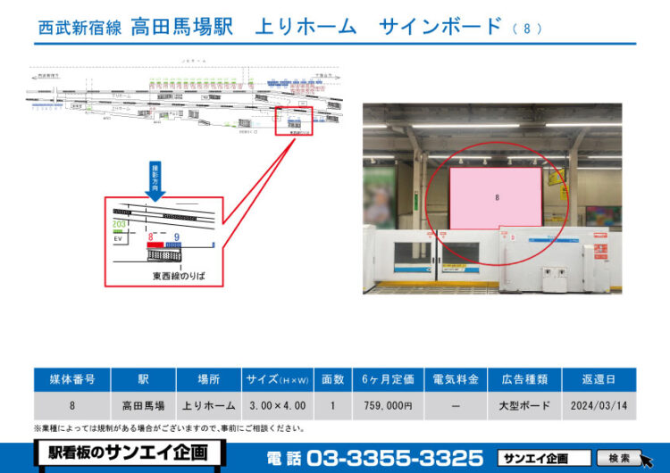 高田馬場駅　看板　243-8